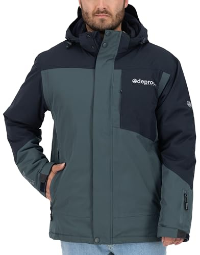 Deproc Active Herren Skijacke abnehmbare Kapuze Gefüttert Wasserdicht Wetterfest Windbreaker Übergangsjacke Parka Winterjacke, Navy Slate, 3XL Größen