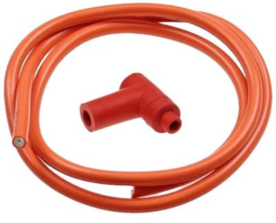 Streetparts24 Zündkabel mit Zündkerzenstecker Rot/Orange passend für Piaggio NRG TPH Zip, Aprilia SR 50, Peugeot Speedfight, Kymco, Suzuki – 100 cm, 7 mm, wasserdicht, hitzebeständig