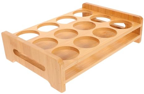 KICHOUSE Shot Glass Rack Bamboo 12-hole 2.9cm Cup Holder Stand for Whiskey Glass Display Sturdy Bamboo Storage Shelf for Bar Counter and Home Use