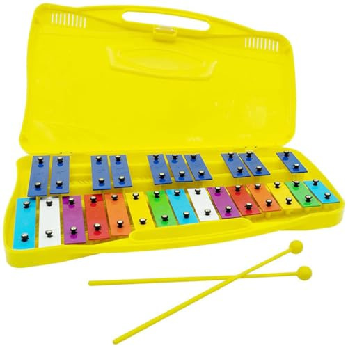 Xilófono de 25 notas con mazos Glockenspiel Instrumento de percusión musical xilófono amarillo