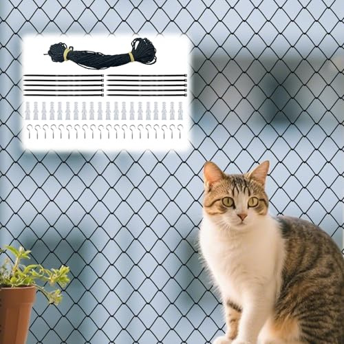 SUPEASY 3 x 8m Cat Safety Net for Balcony Window, Cat Protection Net Made of Nylon, Anti-Fall Fence