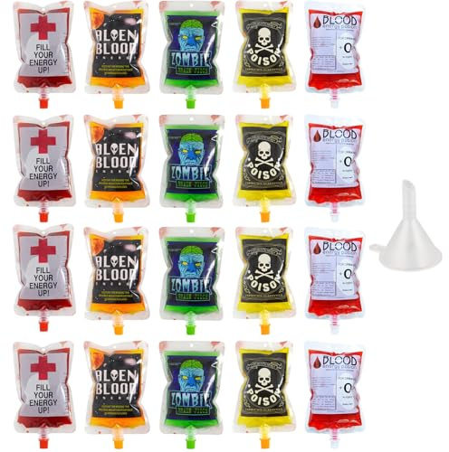 Celvibe Halloween Trinkgefäß Blutbeutel Zum Befüllen Halloween-Blut-Getränkebehälter Blutbeutel für Getränke Halloween Infusionsbeutel Halloween Cosplay Zombie Party (Style 3, 250ml)