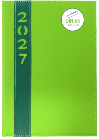 Buchkalender 2027 A5 1 Tag 1 Seite - Tagesplaner Hardcover Softtouch (Grün) | Ferienkalender & Notizseiten - Kalenderbuch 2027 in 4 Farben - Terminplaner & Jahreskalender DIN A5
