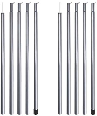 FLONAVTEX 2PCS Tent Tarp Poles Universal Telescopic Adjustable Aluminium Camping Awning Poles Tent Accessories Fit for Headroom Canopy(Set of 5 Sliver)