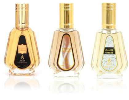 AYAT PERFUMES - Set 3 Parfums – Eau de Parfum Jumrah, Ombre & Choco Musk – 3x50ml – Unisex – Orientalisches Dubai Parfum – Langanhaltend – Geschenkide