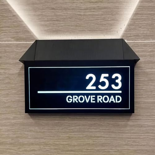Placa Personalizada Con El Número De La Casa Y La Dirección Para Colocar En La Pared Exterior - Letrero Residencial Moderno, Placa De Acrílico Personalizada Con Luz LED, Iluminada Para Jardín, Hogar