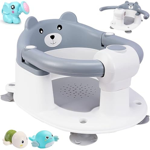 ZUSUZU Siège de Bain pour Bébé,Siège de Bain Antidérapant pour Bébé,Baby Siège Bains Ergonomique,Antidérapant et Sûr avec Barre pour un Positionnement Facile du Bébés avec Ventouses pour Fixation