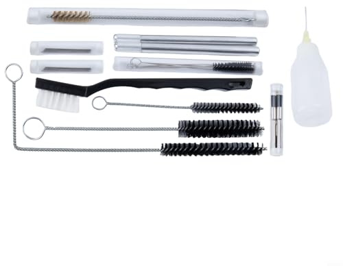 CYRENT Kit de nettoyage et de réparation pour aérographe 22 pièces avec différentes brosses pour alimentation par gravité, aspiration et pression S