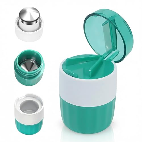 Tablettenmörser, 3-in-1 Tablettenteiler Tabletten Zerkleinern, Tablettenzerkleinerer mit Edelstahl-Mahlkopf, Portable Pill Cutter für Tablettenlagerung, Schneiden und Schleifen