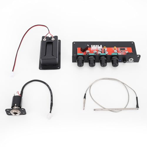 Aumotop Ensemble de Micros de Guitare Haute fidélité avec Contrôle D'égalisation Multidimensionnel pour Guitares Acoustiques Compatibles avec Différents Styles Jeu en Bois