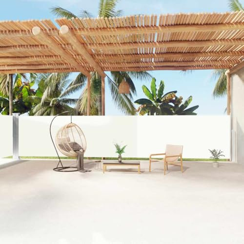 Store latéral extensible crème, 160 x 1200 cm, brise-vue, protection solaire, pour jardin, terrasse, balcon, revêtement PU UV, rétractation automatique