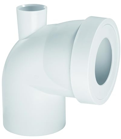 Wirquin 71020201 Pipe wc rigide coudée, mâle, courte, à coller, avec piquage, blanc