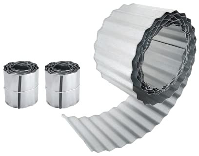 Primrose Pack of 2 Galvanised Metal Garden Lawn Wavy Edge Border Edging Roll 10m