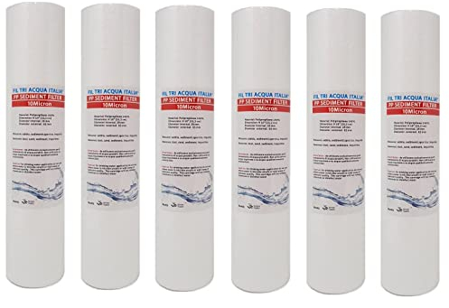 Filtri Acqua Italia Cartucho de filtro de agua de polipropileno con asientos de 10 pulgadas Micron 10 para ósmosis inversa purificador de agua juego 6 unidades