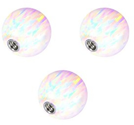 PIERCINGLINE Universelle Schraubkugel mit Innengewinde| SYNTHETISCHER Opal | 3ER SET |Piercing Aufsätze Kugel Ersatz | Farb & Größenauswahl