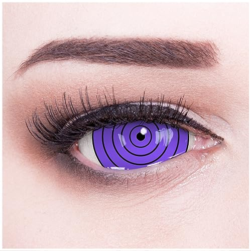 Farbige 'Violet Rinnegan' 22 mm Sclera Kontaktlinsen von 'Evil Lens' zu Fasching Karneval Halloween 1 Paar violette Crazy Fun Kontaktlinsen mit Behälter in Topqualität ohne Stärke