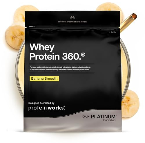 Protein Works | Whey Protein 360 - Platinum, Milkshake Banane, 1.2kg | Whey Protéine en Poudre Avancé, Electrolytes, Oméga 3, Probiotiques, Enzymes Digestives, 26 Vitamines & Minéraux, 34 Portions