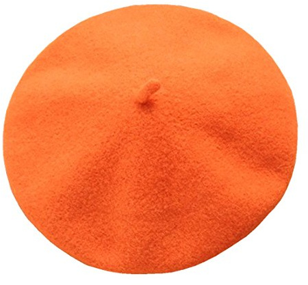 JOYHY Damen Solide Wolle Künstler Französisch Baskenmütze Hüte Orange