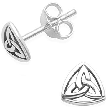 Heather Needham Sterling Silver Celtic Earrings - SIZES: Tiny - 5mm OR 9mm. Gift Boxed Celtic Trinity Stud Earrings - small and discrete.5158/5178
