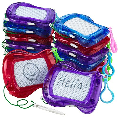 Lavagna magnetica mini Bedwina – Confezione da 12 lavagne cancellabili con clip portachiavi per zaino, per disegnare, scarabocchiare e bomboniere per bambini