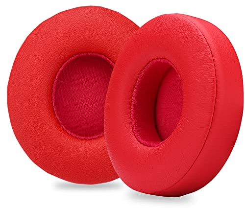 YOCOWOCO Replacement Ear Pads for Beats Solo 2 and Solo 3 Headphones, Red | Solo2 & Solo3 Earpads Cushions with Noise Isolation Memory Foam and Softer Protein Leather