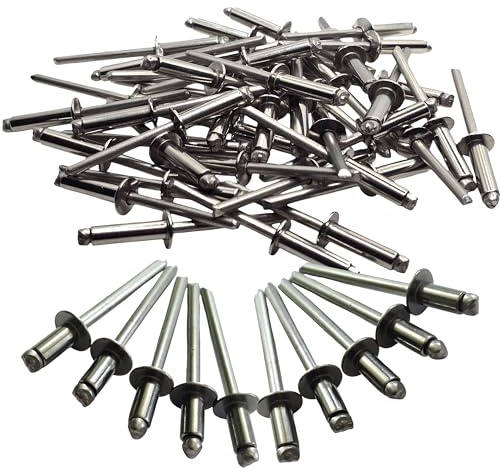 Remaches de 5 mm de acero inoxidable tipo A con cabeza de cúpula DIN 7337 (paquete de 50) (5 mm x 10 mm)