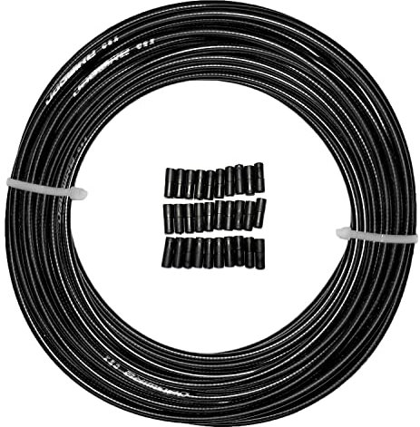 Farbetter Lined Bicycle Brake Cable Housing, 5mm x 50ft, Including 30 PCS Cable End Caps Kit, The Most Trusted DIY Set for SRAM/Shimano Mountain Bike Road Bike (Black)