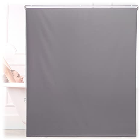 Relaxdays Duschrollo, 140x240 cm, Seilzugrollo für Dusche & Badewanne, Decke & Fenster, Badrollo wasserabweisend, grau