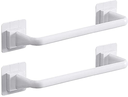 2 Stück Handtuchstange, Kunststoff-Wandhalterung, Topfdeckelhalter, selbstklebende Kleiderbügelstange, Organizer, Bar, Badezimmer-Zubehör, für Küche, Badezimmer, WC (Weiß, 24,5 cm)