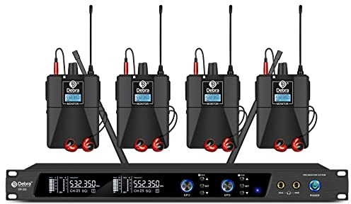D Debra Audio PRO ER-202 UHF Dual Channel Wireless In Ear Monitor System With Transmitter and Receiver for Stage, Recording Studio, Musicians, Monitoring (4 Bodypack with Transmitter)
