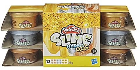 Play-Doh Slime Gold Kollektion HydroGlitz 12er-Pack mit flüssigen Farben, für Kinder ab 3 Jahren, 28g-Dosen