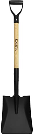 KOLEIYA Flat Shovel,Transfer Shovel with D Handel and Heavy Duty Square Head for Landscaping,Gardening,Construction,Snow Shoveling and Yard Work,41-Inch,Metal+Wooden