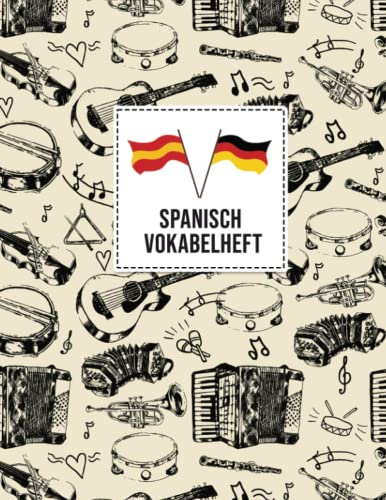 Spanisch Vokabelheft 2 Spalten: Schulheft und Vokabelheft mit schönem Design in A4 120 Seiten I zweispaltig mit viel Platz für Vokabeln