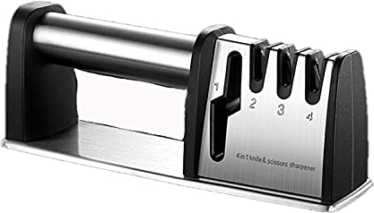 Affilacoltelli da Cucina di qualità Premium, affilacoltelli in tungsteno e Ceramica per coltelli Dritti e seghettati, 21,5X5,5X8,2 cm