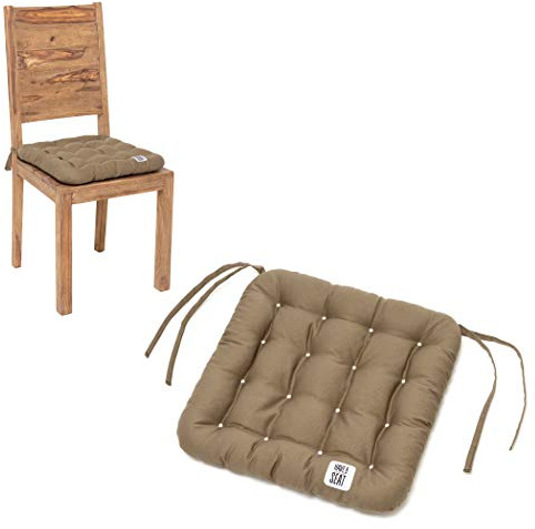 HAVE A SEAT Living - Stuhlkissen 40x40 2er Set - Bequemes Sitzkissen Orthopädisch, Waschbar bis 95°C, Indoor/Outdoor, Wetterfest - Made in Germany (2er Set - 40x40 cm, Goldbraun)