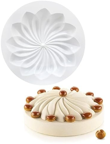 Moule à gâteau en mousse de silicone, ustensiles de cuisson Dessert Mousse DIY Chocolat Savon Bougie Moule, Fleur en spirale