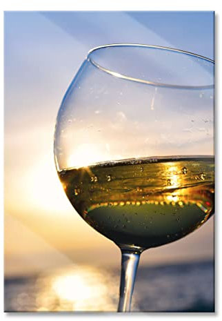 Pixxprint Quadro in vetro | Murale in vero vetro | Calici da vino mare | 60 x 80 cm | incl. sospensione e distanziatore