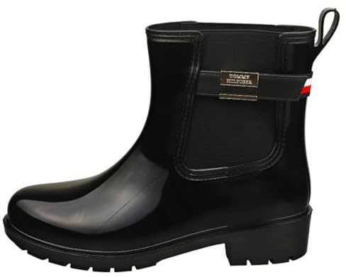 Tommy Hilfiger Women FLAG BELT HW RAINBOOT, Black, 36 EU