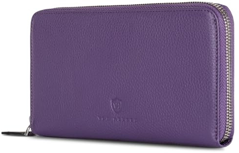 VON HEESEN Leder Geldbörse mit RFID-Schutz - Portemonnaie für Damen & Herren aus echtem Leder - Wallet mit Münzfach - Geldbeutel für Frauen und Männer in Violet