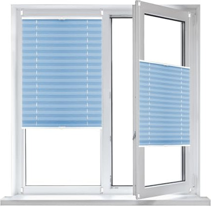 Plissee Haftfix, ohne Bohren, 30 x 220 cm Sicht- und Sonnenschutz, Jalousie Easyfix Plisseerollo ohne Bohren zum Kleben, für Fenster & Tür ohne Bohren, Himmelblau