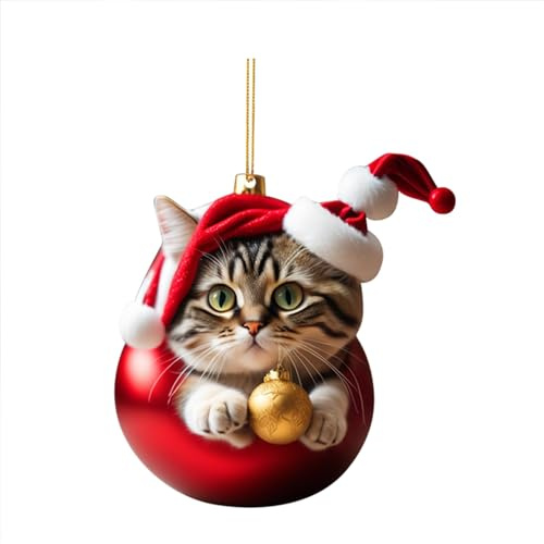 Weihnachtsbaum Deko Katzen Acryl Deko Weihnachten Lustige Weihnachtskugeln Weihnachtsbaum Basteln Weihnachten Baumkugeln Weihnachtsschmuck Christbaumschmuck Christbaumkugeln Auto (02-F, One Size)