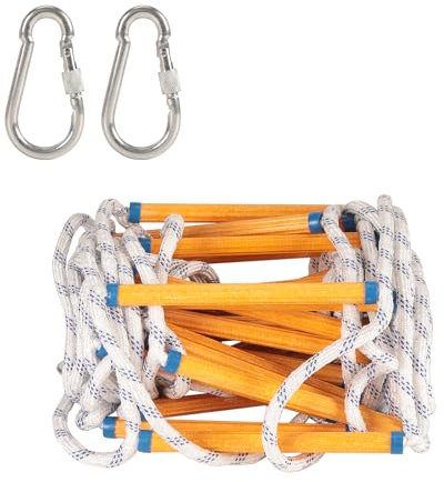 EGTink Fire Escape Rope,20M Rope Ladder,Emergency Safety Climbing Rescue Rope Ladder with 2 Hooks