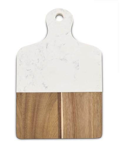 Maison du Fromage - Tagliere per salumi, in marmo e legno, rettangolare, 33 x 21 x 1,3 cm