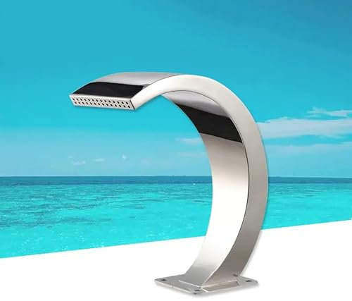 SBCWH Fontana a Cascata in Acciaio Inossidabile, Fontane ad Arco per Piscine Interrate, Fontana a Cascata da Giardino Esterno, Cortina d'Acqua a Spruzzo a Cascata Argento, 25x10 cm