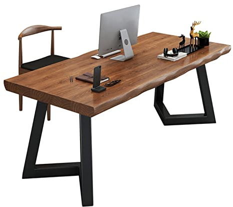 Computertisch und Stuhl-Set aus Massivholz, für Heimbüro, 5 cm dick, multifunktionaler Konferenztisch, Schreibtisch, einfache Installation