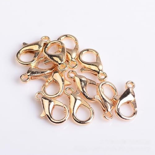 200 Stück Karabiner Kettenverschluss, 14mm Schlüsselanhänger Haken Clip, Armband Verschluss Kettenverschluss, Metall Schmuckverschluss Karabinerverschluss für Handwerk Schlüsselanhänger,KC Gold