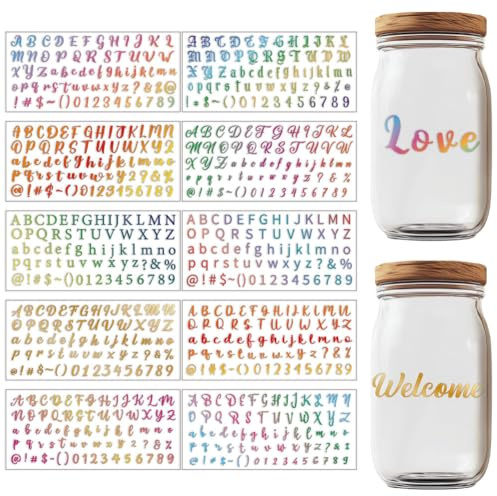 GOMAKERER 10 Blatt Transferaufkleber UV DTF Becherfolien Zum Aufreiben Buchstaben Und Zahlen Wasserfester Druck UV Transferpapier Für (284) ml Glasbecher DIY Bastelarbeiten Möbeldekor