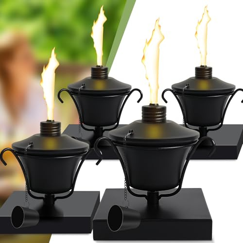 FALBAWR Outdoor Torch for 4x4 Fence Posts,4Pack Citronella Post Cap Torch, 14.5 oz Waterproof Metal Citronella Torch, Perfect for Garden, Patio, and Porch Decor