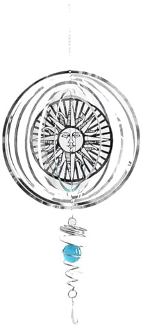 Nicear Carillon éOlien 3d En Acier Inoxydable à Suspendre Ornement En Spirale Solaire Avec Boule De Contemplation Rotation à 360 ° Art De Jardin ExtéRieur 17,7 Cm De DiamèTre
