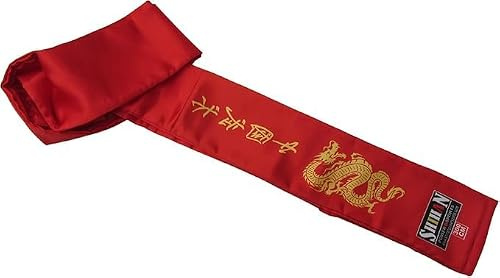 SHIHAN POWER SPORTS Kung Fu Skärp RÖD med gyllene draktryck satin 300 cm för män/kvinnor Shaolin-munk Kung fu bälte Wushu kampsport, karate Taekwondo, skärp för uniformer vingchun kläder